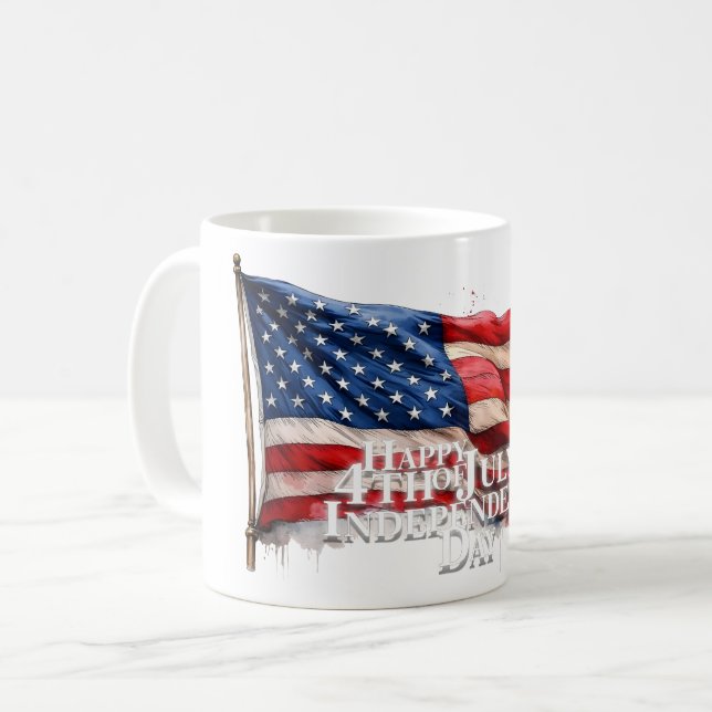 Glad 4:e juli - självständighetsdagen kaffemugg (Framsida vänster)