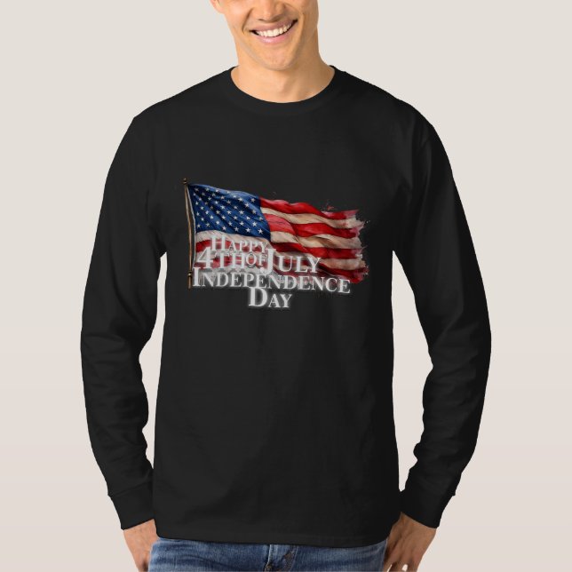 Glad 4:e juli - självständighetsdagen t shirt (Framsida)