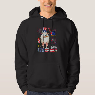Glad 4:e juli Söt får håller amerikansk flagga Hoodie