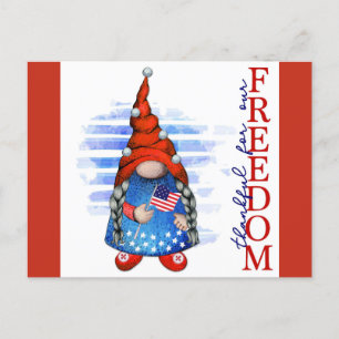 Glad 4:e juli Söt Gnome Frihet Vykort