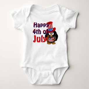 Glad 4:e Juli Söt Patriotisk Pingvin T-shirt