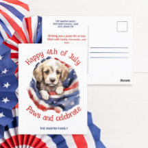 Glad 4:e juli Söt valp Amerikansk flagga