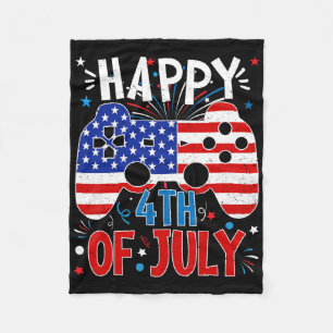 Glad 4:e Juli Spel Patriotisk Amerikansk Flagga K Fleecefilt