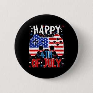 Glad 4:e Juli Spel Patriotisk Amerikansk Flagga K Knapp