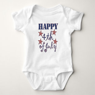 Glad 4:e juli Stjärnor och ränder Typografi T Shirt