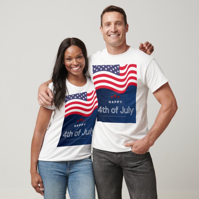 Glad 4:e juli T-shirt | Patriotisk USA-flagga  (Unisex)