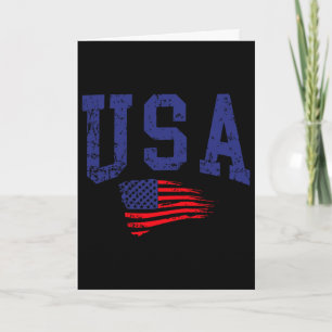 Glad 4:e Juli Usa Flagga Amerikansk Stolt Röd Vit Kort