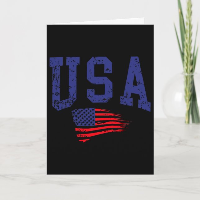 Glad 4:e Juli Usa Flagga Amerikansk Stolt Röd Vit Kort (Framsida)