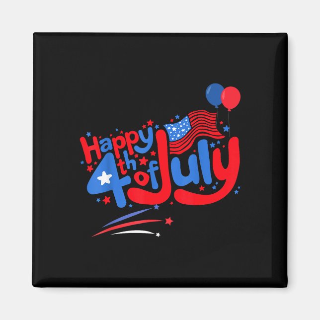 Glad 4:e juli USA:s självständighetsdag 4:e juli Magnet (Framsidan)