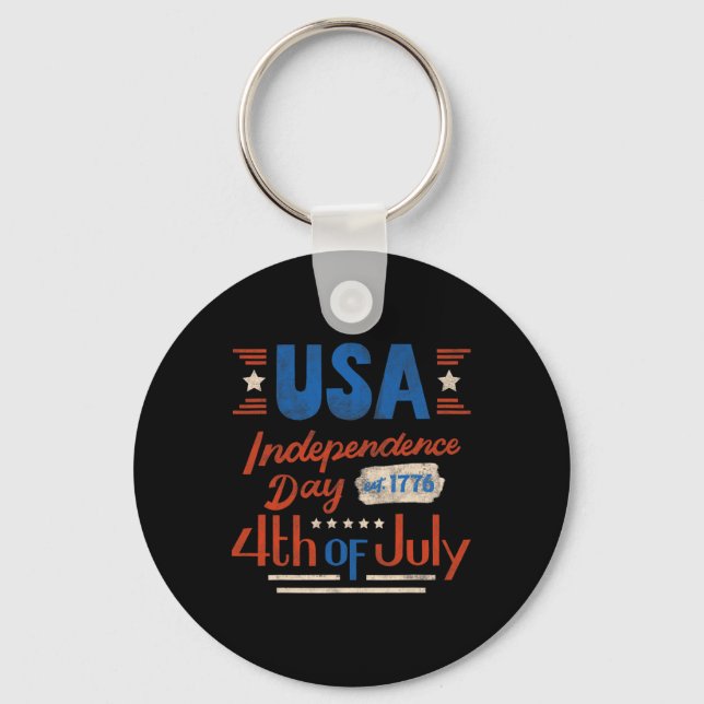 Glad 4:e juli USA:s självständighetsdag 4:e juli Nyckelring (Framsida)
