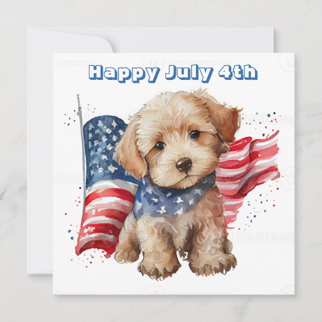 Glad 4:e juli-valp julkort (Framsida)