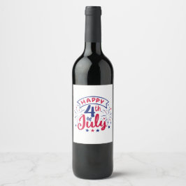 Glad 4:e juli. vinflaska etikett