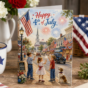Glad 4:e juli Vintage Amerika Självständighetsdage Kort