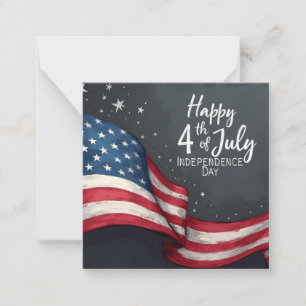 Glad 4:e juli Vintage Flag Illustration Konst Anteckningskort
