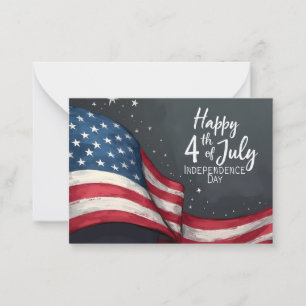 Glad 4:e juli Vintage Flag Illustration Konst Anteckningskort