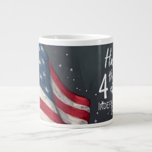 Glad 4:e juli Vintage Flag Illustration Konst Jumbo Mugg