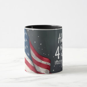 Glad 4:e juli Vintage Flag Illustration Konst Mugg