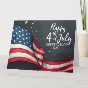 Glad 4:e juli Vintage Flag Illustration Konst Tack Kort