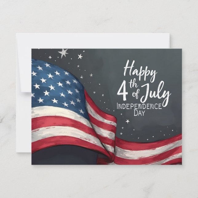 Glad 4:e juli Vintage Flagga Illustration Konst (Framsida)