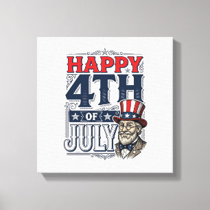 Glad 4:e juli Vintage Patriotisk T-shirt Design_1 Canvastryck