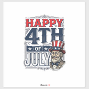 Glad 4:e juli Vintage Patriotisk T-shirt Design_1 Klistermärken
