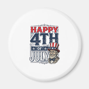 Glad 4:e juli Vintage Patriotisk T-Shirt Design_1 Magnet