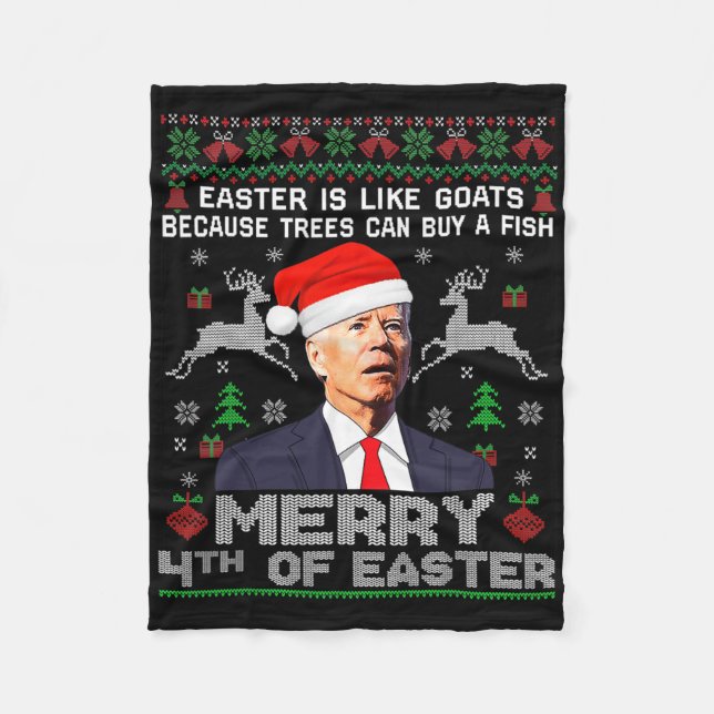 Glad 4:e påsken Kul Biden ful jul Man  Fleecefilt (Framsidan)