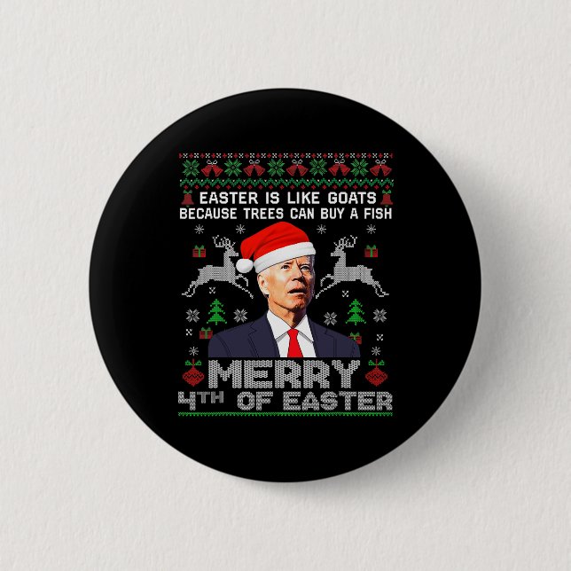 Glad 4:e påsken Kul Biden ful jul Man  Knapp (Framsida)