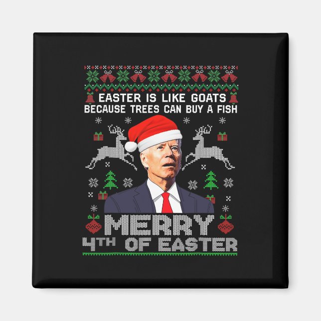 Glad 4:e påsken Kul Biden ful jul Man  Magnet (Framsidan)