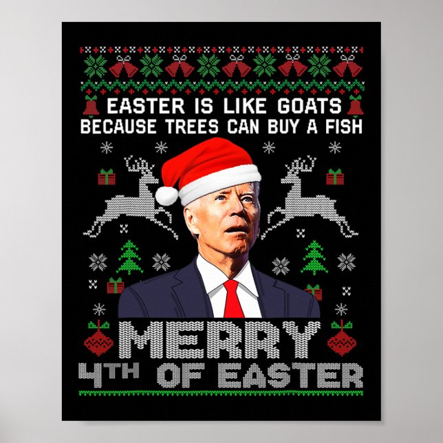 Glad 4:e påsken Kul Biden Fula jul män  Poster (Framsidan)