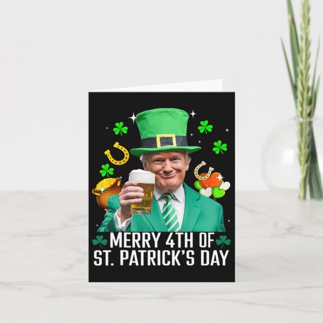 Glad 4:e St. Patricks dag Rolig Trump Leprechaun Kort (Framsida)