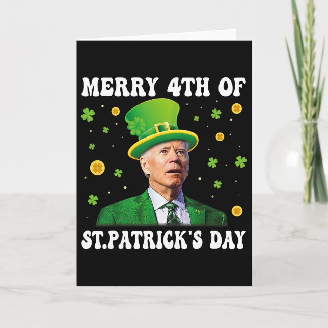 Glad 4:e St Patricks Day Groovy Joe Biden Konf Kort (Framsida)