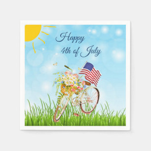 Glad 4 juli cykel med flagga pappersservett