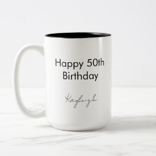 Glad 50-årsdag Minimalistisk Anpassad Två-Tonad Mugg