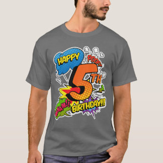 Glad 5-årsdag Pojkar Serietidningsstil Superkraft T Shirt