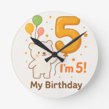 Glad 5-årsdag Väggtimme – Färgglad ballong D