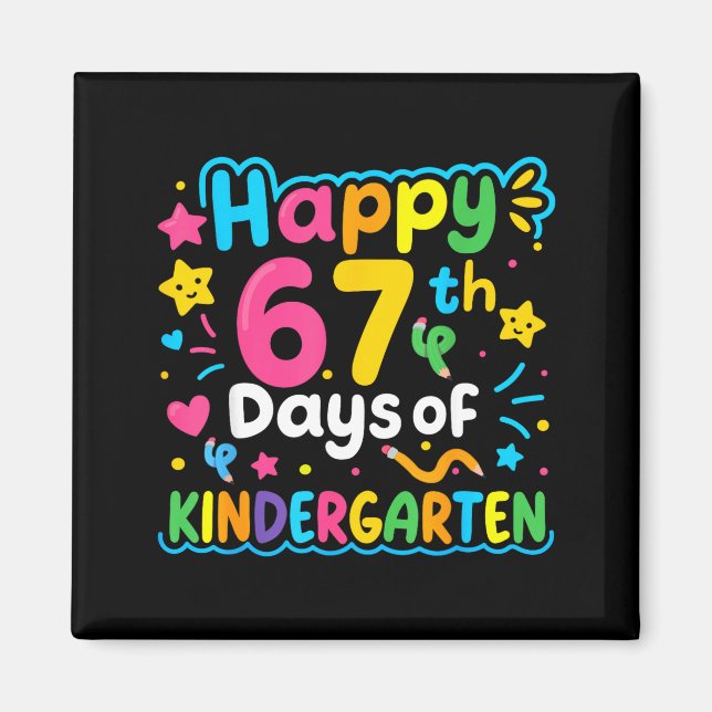 Glad 67:e dag i förskoleklass Meme 67 barn Magnet (Framsidan)