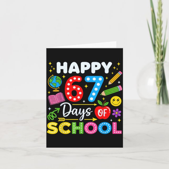 Glad 67:e skoldagen 67 dagar av skolan barn kort (Framsida)