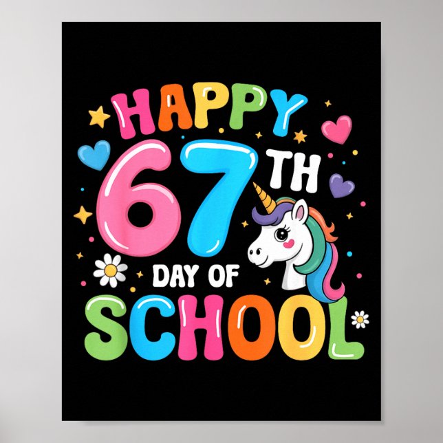 Glad 67:e skoldagen lärare elever 67 meme poster (Framsidan)