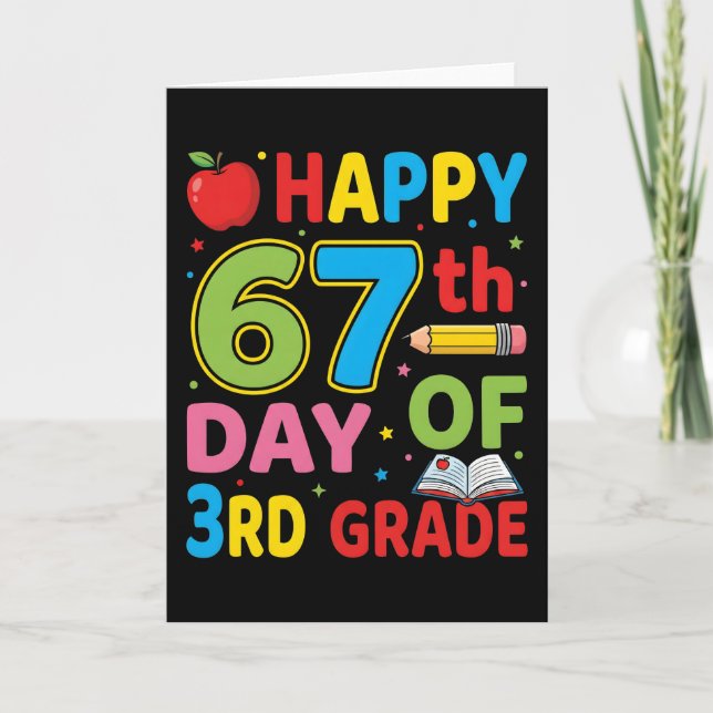Glad 67:e skoldagen Lärare Söt klassrum Kort (Framsida)