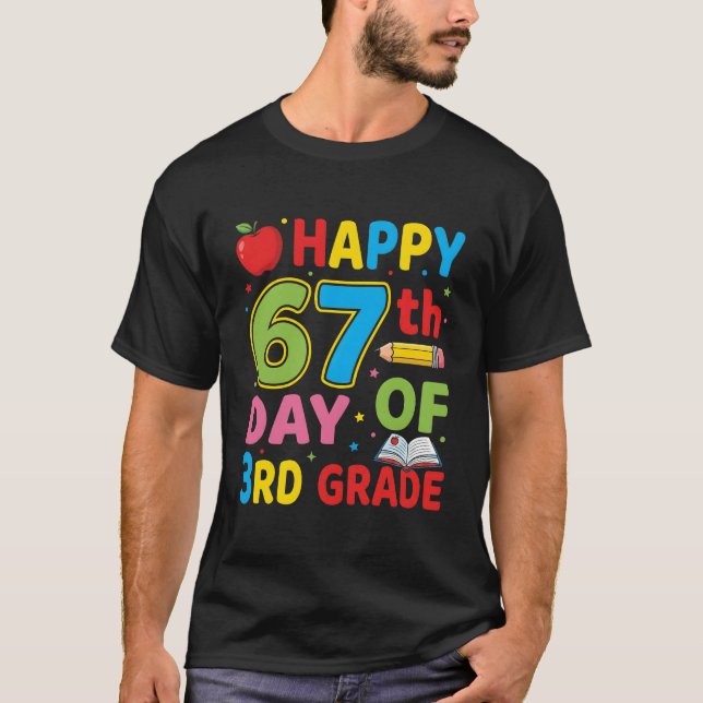 Glad 67:e skoldagen Lärare Söt klassrum T Shirt (Framsida)
