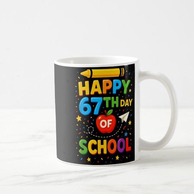 Glad 67:e skoldagen Rolig lärare elev-minne Kaffemugg (Höger)