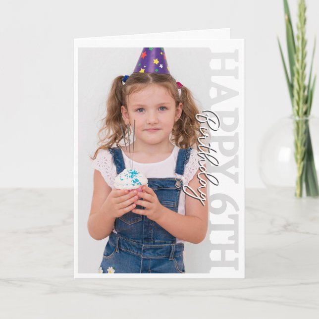 Glad 6-årsdag Foto college-kort Tack Kort (Framsida)