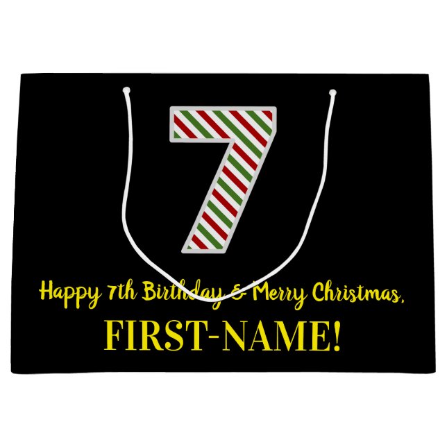 Glad 7-årsdag & God Jul, Anpassat Namn (Framsidan)