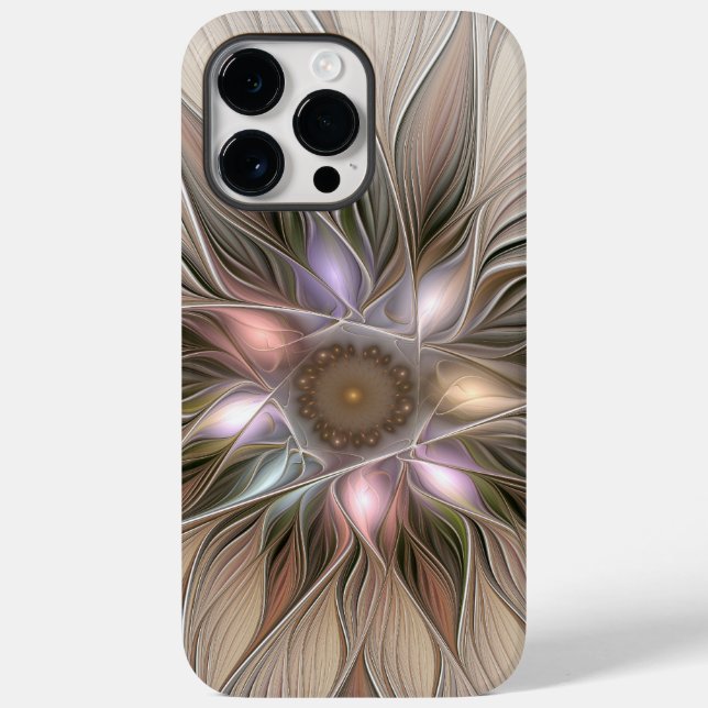 Glad abstrakt blomma beige brun blomsterfraktal (Baksida)