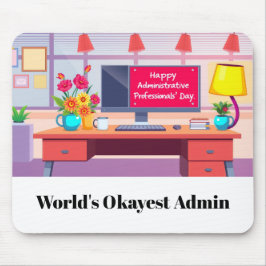 Glad administrativ yrkesperson dag skrivbord musmatta