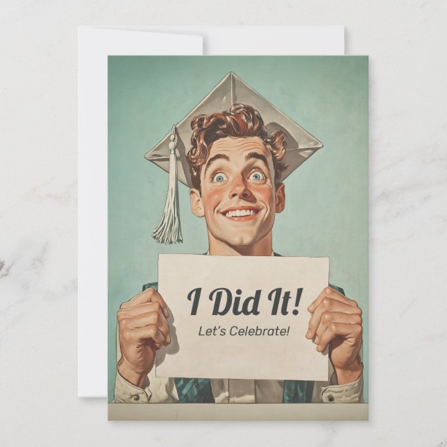 Glad akademiker som håller inbjudan (Framsida)