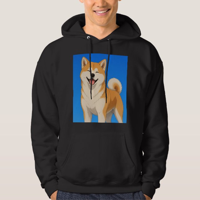 Glad Akita Hund Design Hoodie (Framsida)