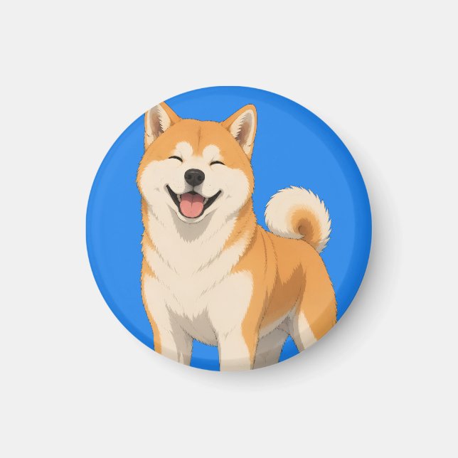 Glad Akita Hund Design Magnet (Framsidan)