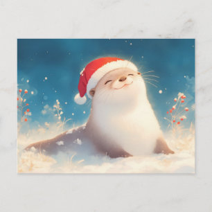 Glad akvarell utter jul vykort